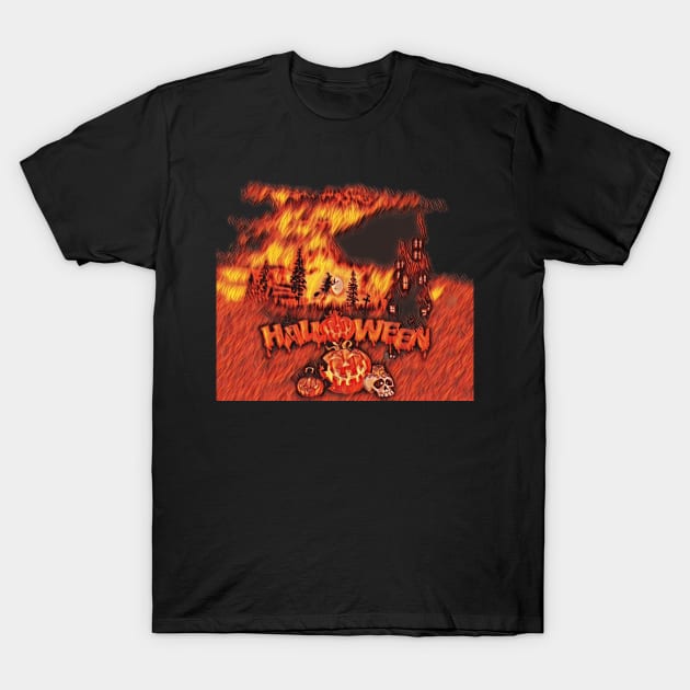 Halloween Party Design Pumpkin Witch Horror Art T-Shirt by gdimido